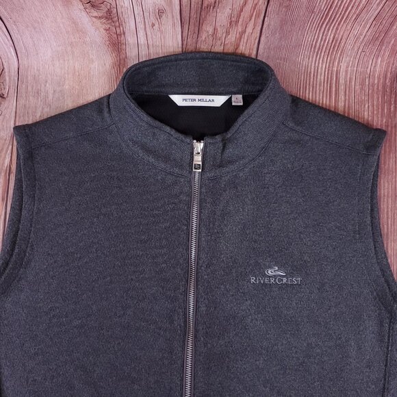 Peter Millar RiverCrest Golf Club Mens Size Large Crown Sweater Fleece Vest Gray - Picture 5 of 15